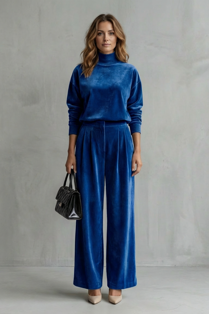 Women's Velour High Neck Top and Trouser Co-ord Set Fresienne - Elena Harper