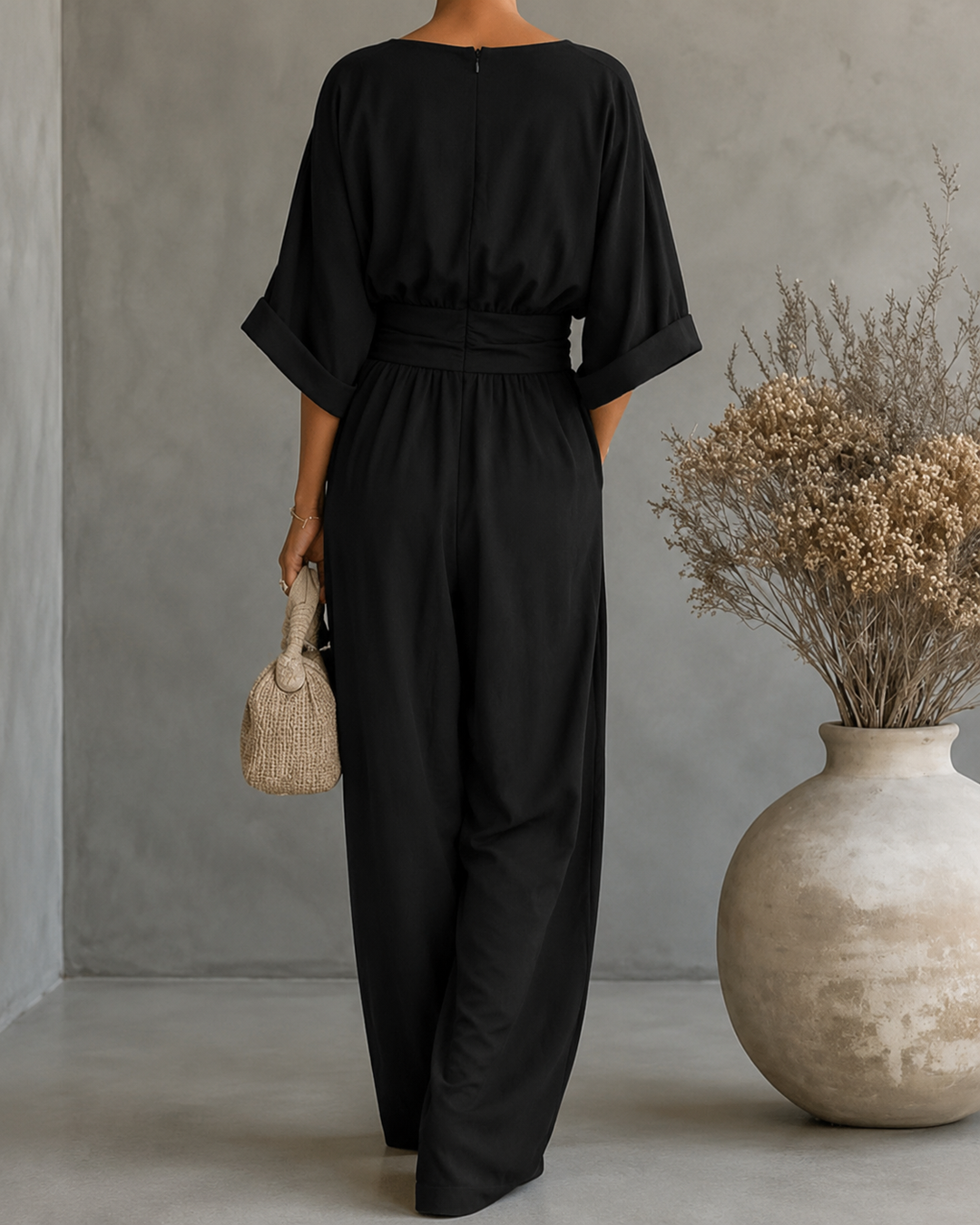 COMBINATION WITH V-NECK AND WIDE LEGS FOR WOMEN