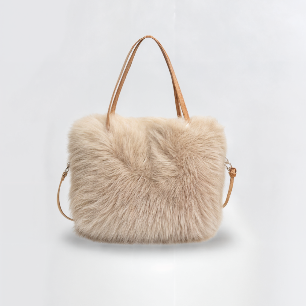 Synthetic Plush Shoulder Bag for Women - Elodie