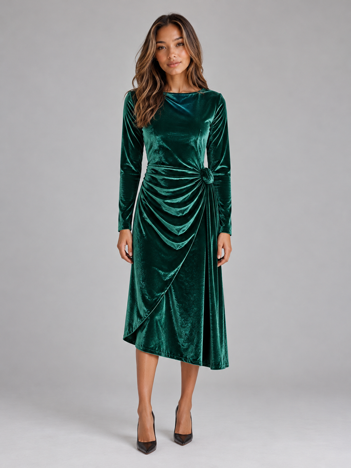 Women’s Velvet Wrap Midi Dress