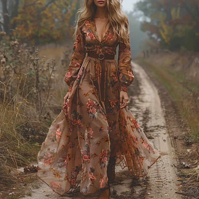 Eleanor | Ladies Floral Long Sleeve Maxi Dress