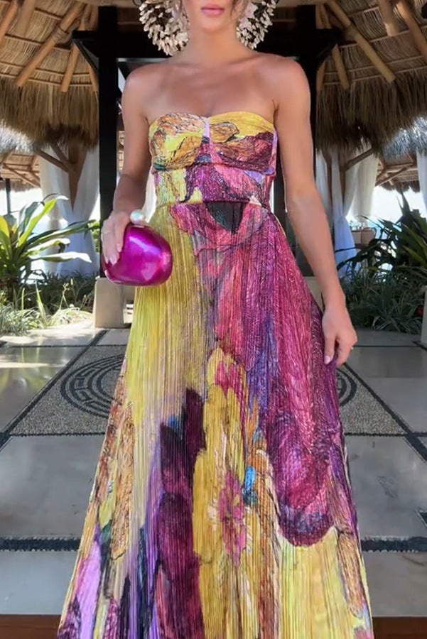 Masih Vibrant Pleated Maxi Dress - Elena Harper