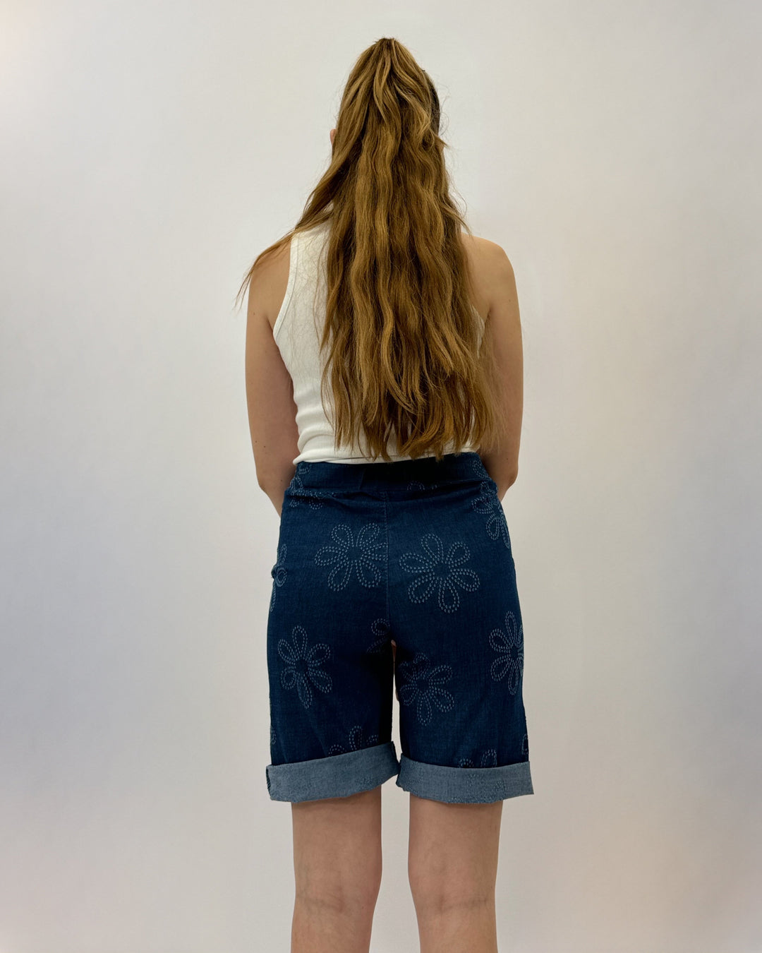 Romy™  |  Daisy Embroidered Turn-Up Shorts