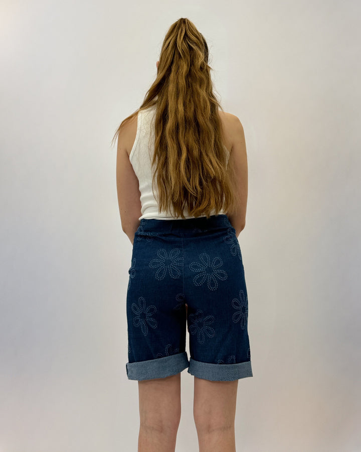 Romy™  |  Daisy Embroidered Turn-Up Shorts