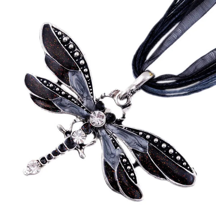 Crystal Dragonfly Pendant Necklace, view 3 - Elena Harper