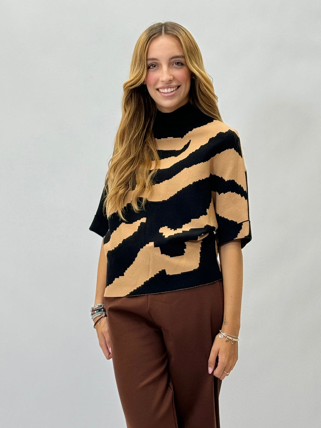 Wendy™  |  Short-sleeved Zebra Print Jumper