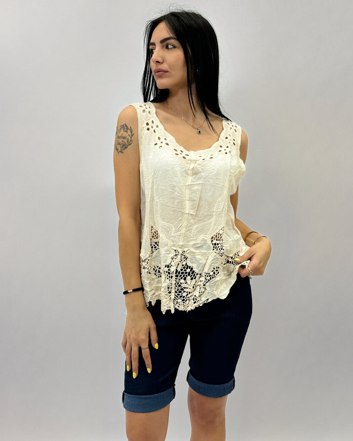 Yolande™  |  Sleeveless soft luxurious fabrics Blouse Details