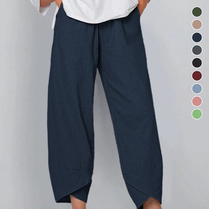 Asymmetrical High-Waisted Vintage Pants with Pockets