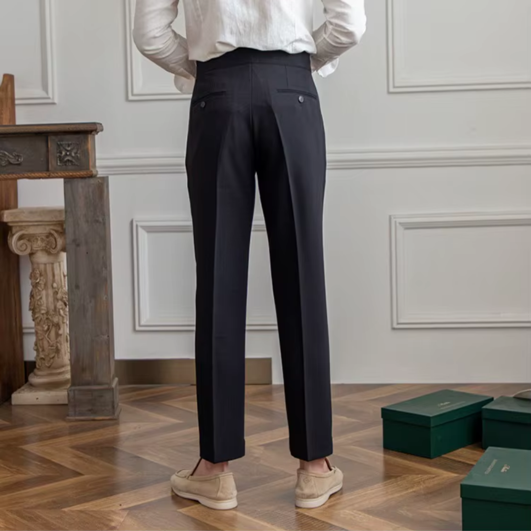 Men's Elegant Pleated Chino Trousers