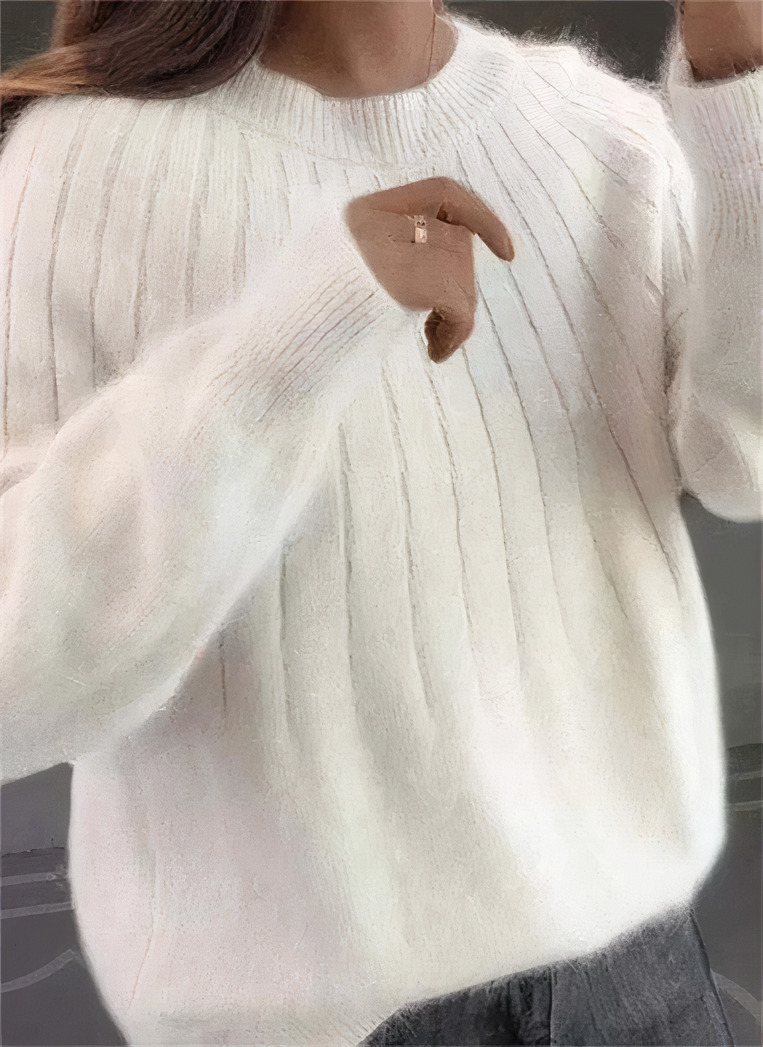Women's Cozy Knit Round Neck Sweater – Comfortable Winter Elegance