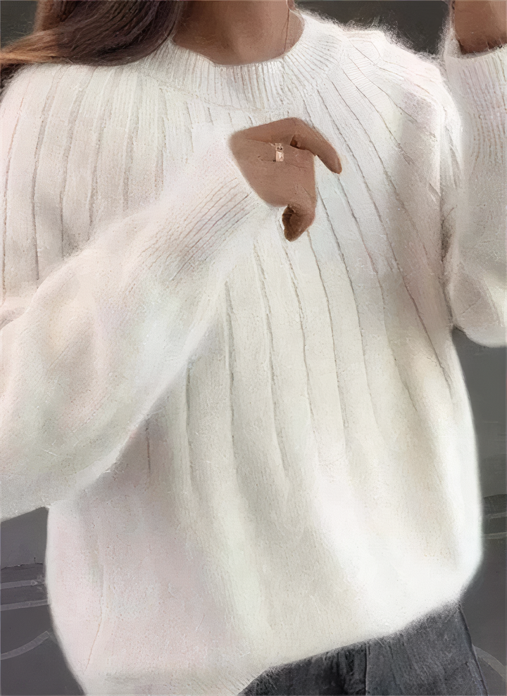 Women's Cozy Knit Round Neck Sweater – Comfortable Winter Elegance