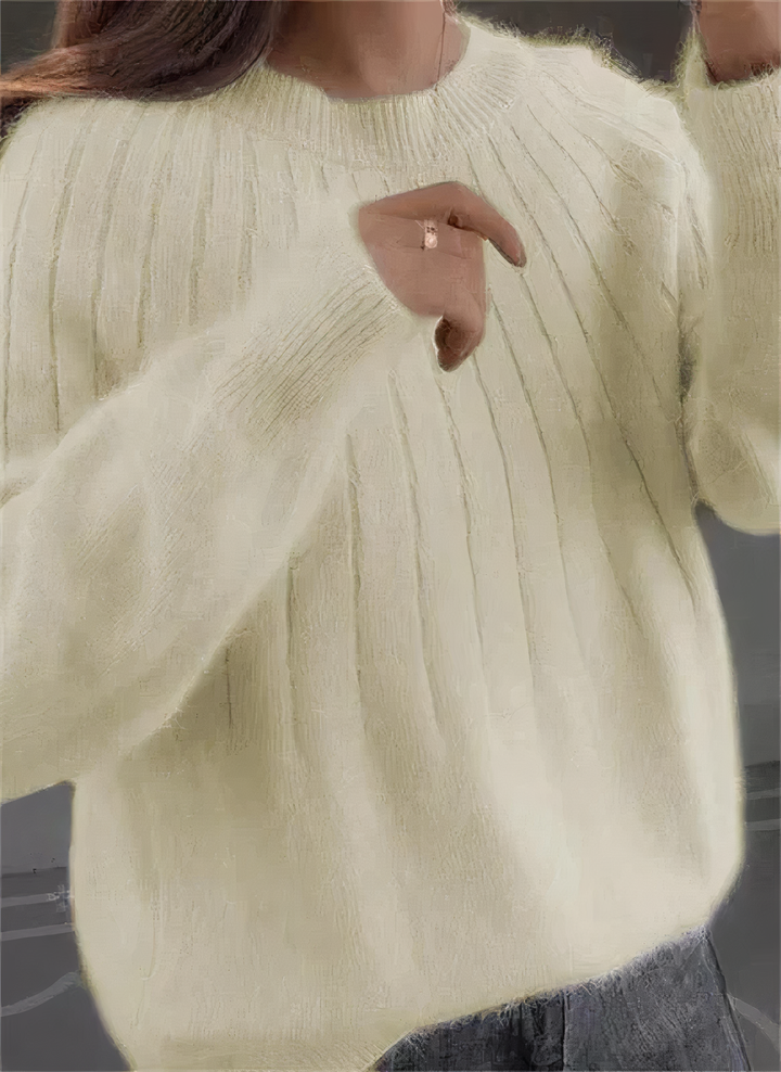 Women's Cozy Knit Round Neck Sweater – Comfortable Winter Elegance
