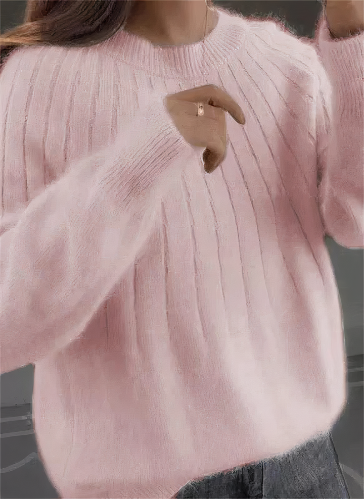 Women's Cozy Knit Round Neck Sweater – Comfortable Winter Elegance