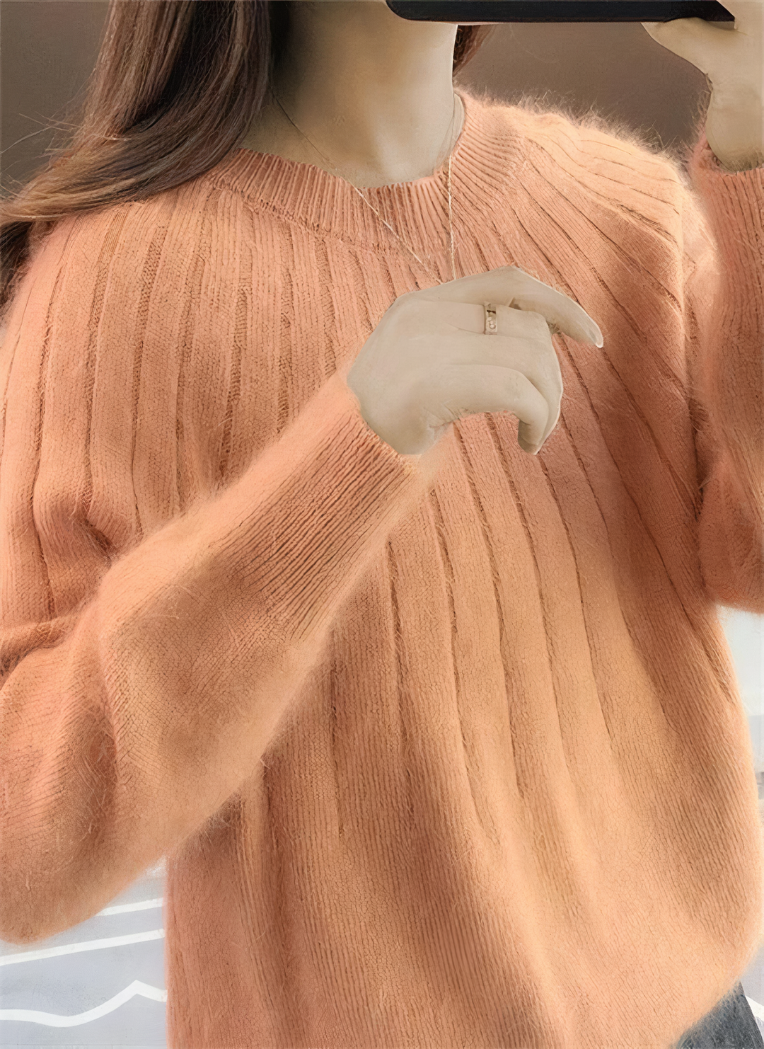 Women's Cozy Knit Round Neck Sweater – Comfortable Winter Elegance
