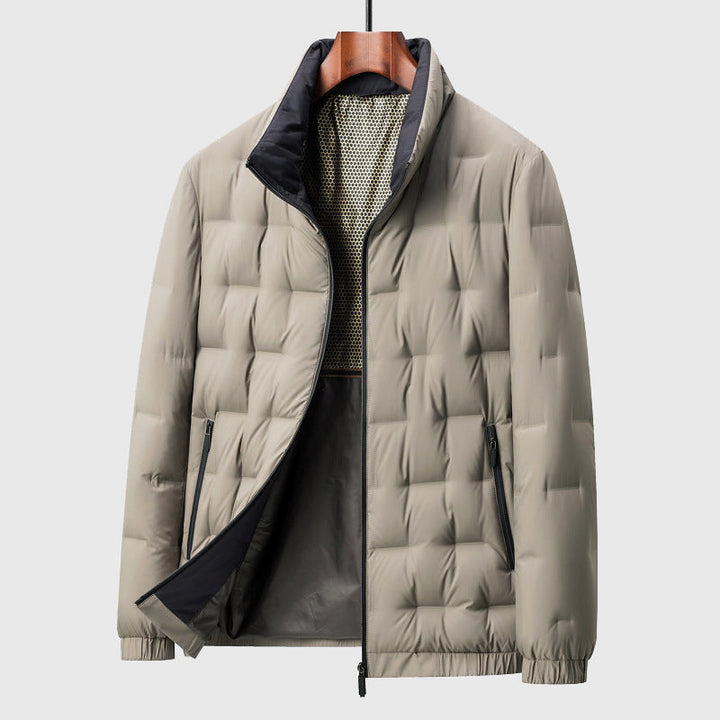 Men's Quilted Jacket with High Collar – Warm Zip-Up Coat