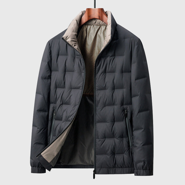 Men's Quilted Jacket with High Collar – Warm Zip-Up Coat