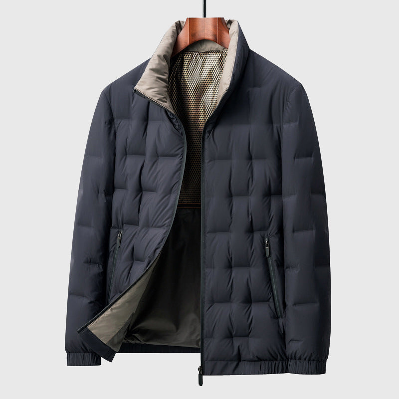 Men's Quilted Jacket with High Collar – Warm Zip-Up Coat