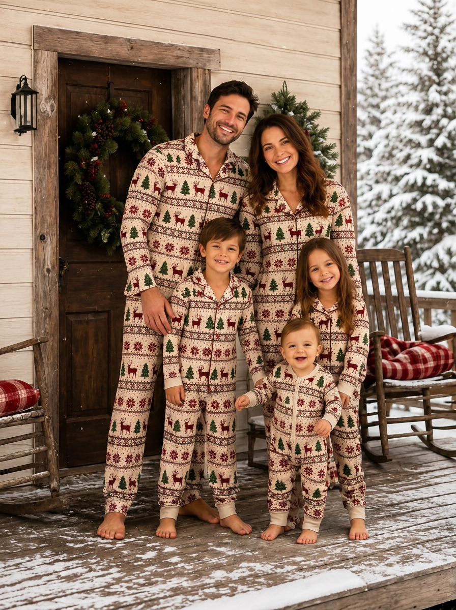 Rustic Cabin Matching Family Christmas Pyjama Set