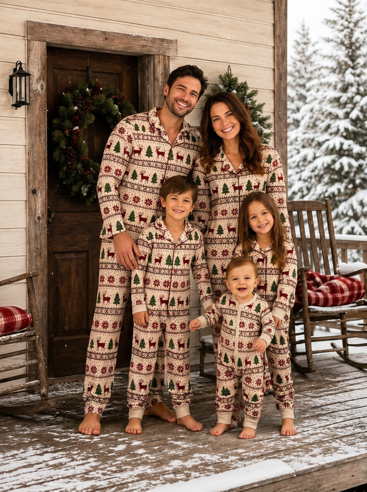 Rustic Cabin Matching Family Christmas Pyjama Set