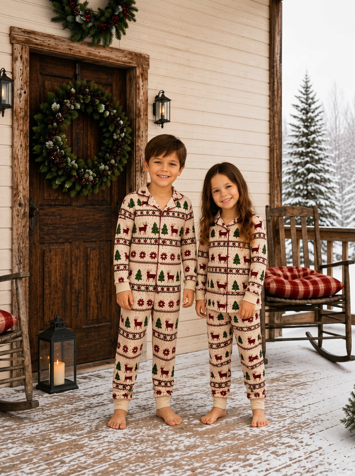 Rustic Cabin Matching Family Christmas Pyjama Set