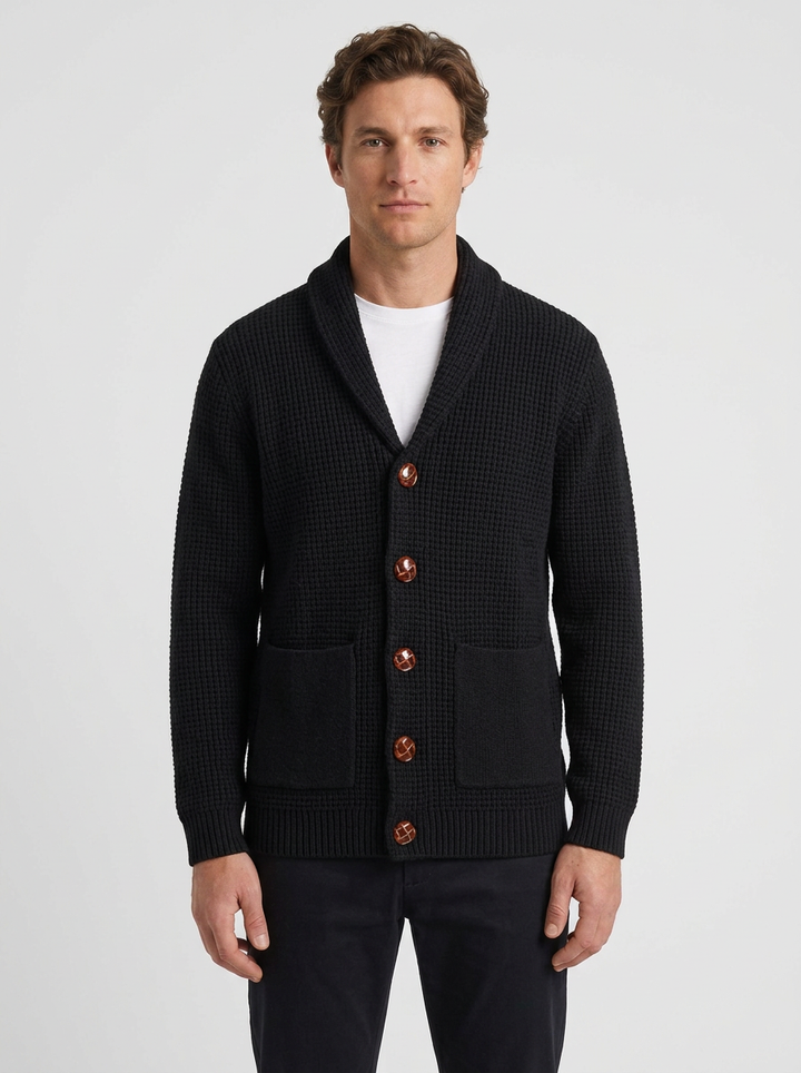 Textured Knit Shawl Collar Vest for Men