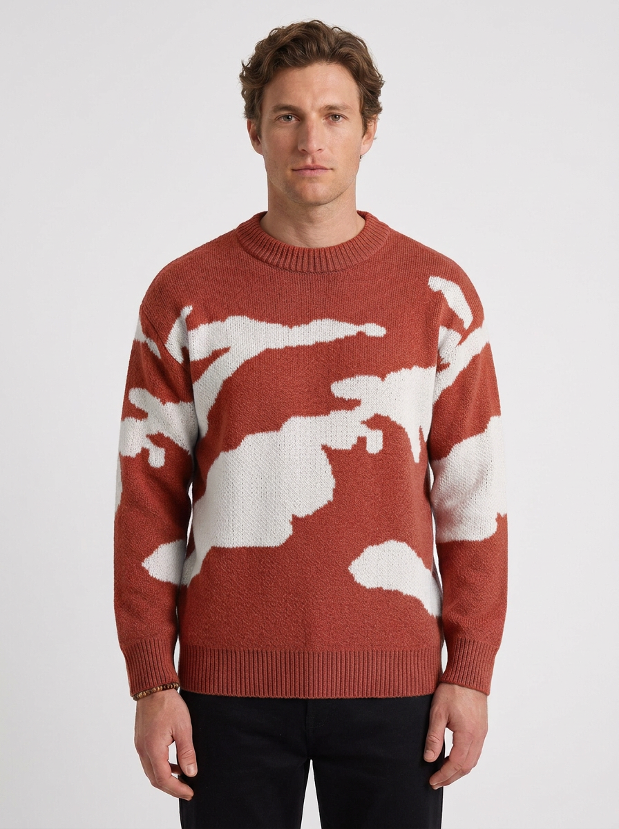Japanese-Inspired Patterned Wool Blend Sweater for Men, view 5 - Elena Harper