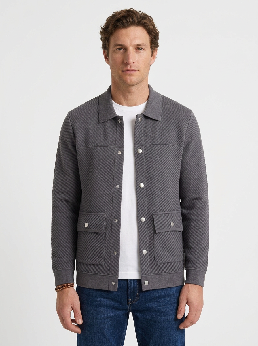 Structured Snap Button Jacket for Men