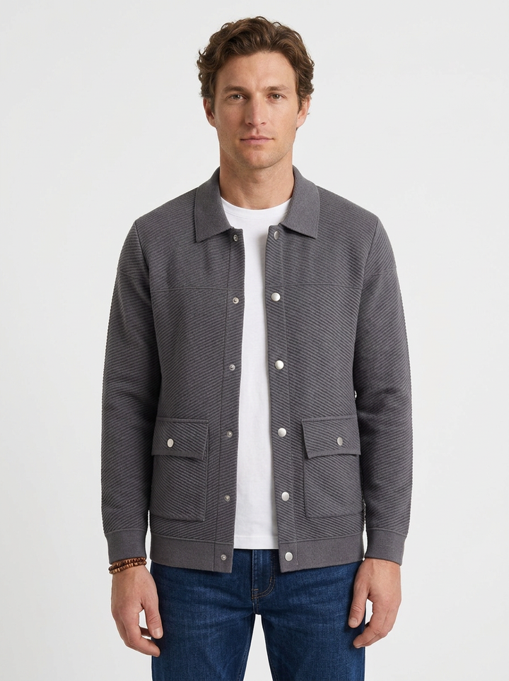 Structured Snap Button Jacket for Men