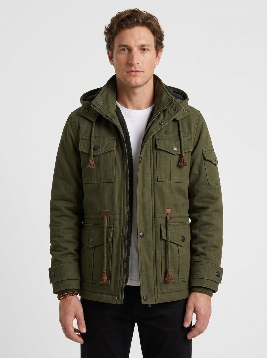 Fleece-Lined Utility Jacket for Men