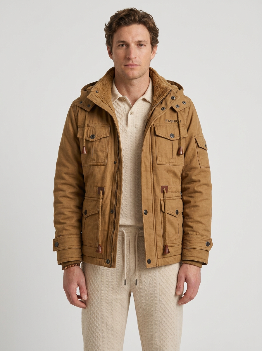 Fleece-Lined Utility Jacket for Men