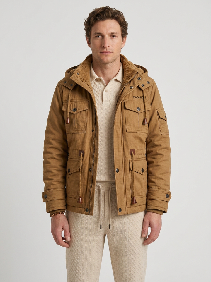 Fleece-Lined Utility Jacket for Men