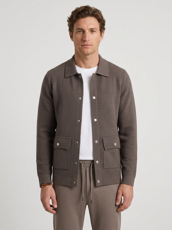 Structured Snap Button Jacket for Men