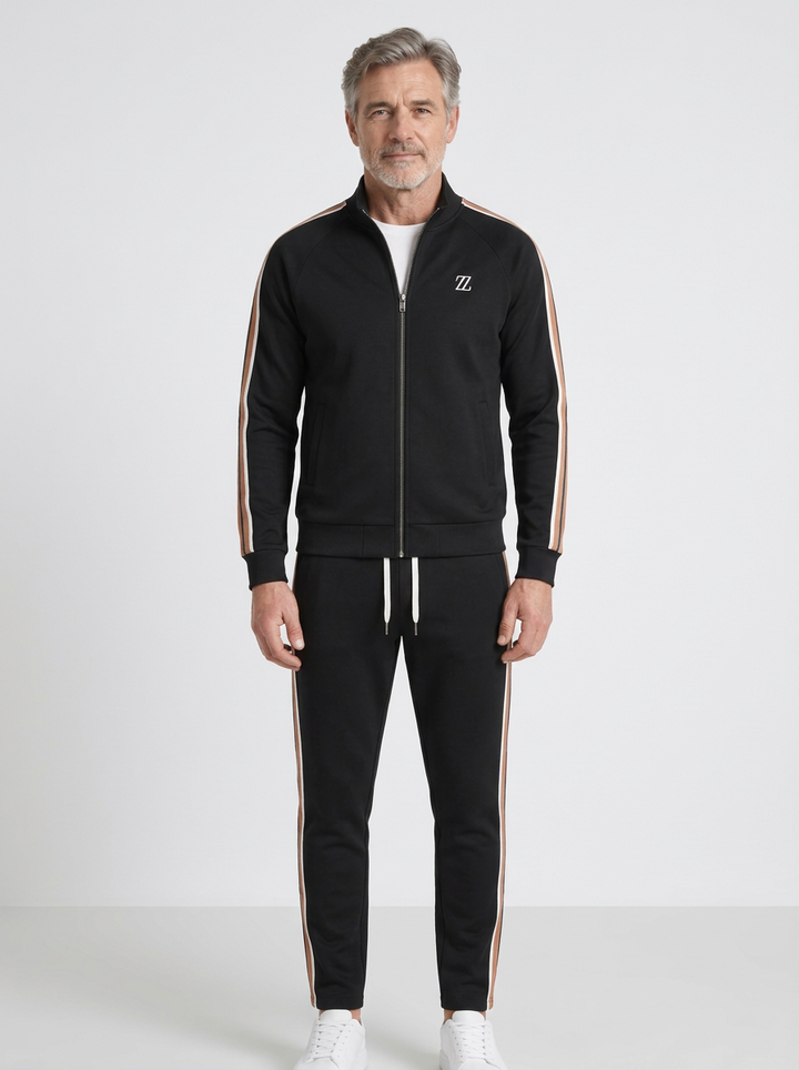 Striped Zip Jacket & Jogger Tracksuit For Men