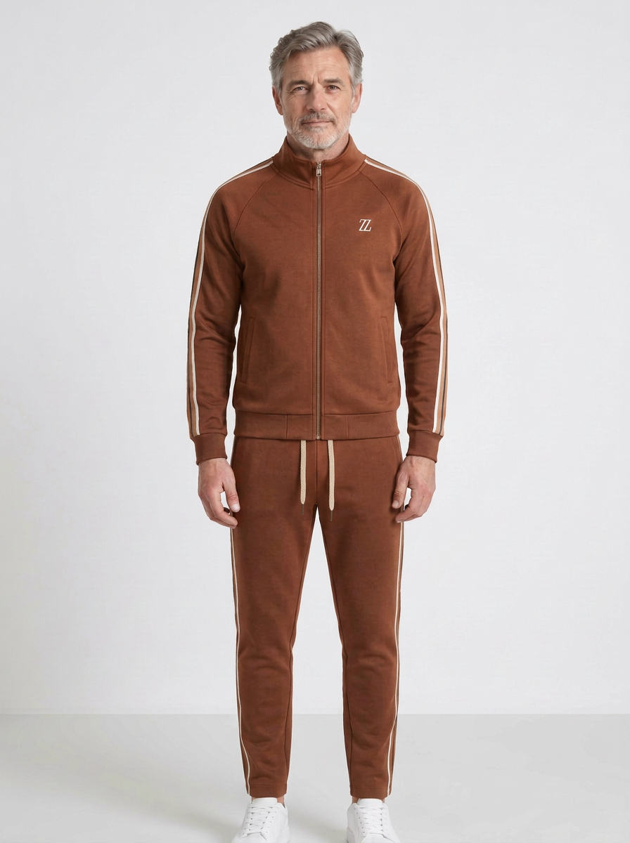 Striped Zip Jacket & Jogger Tracksuit For Men