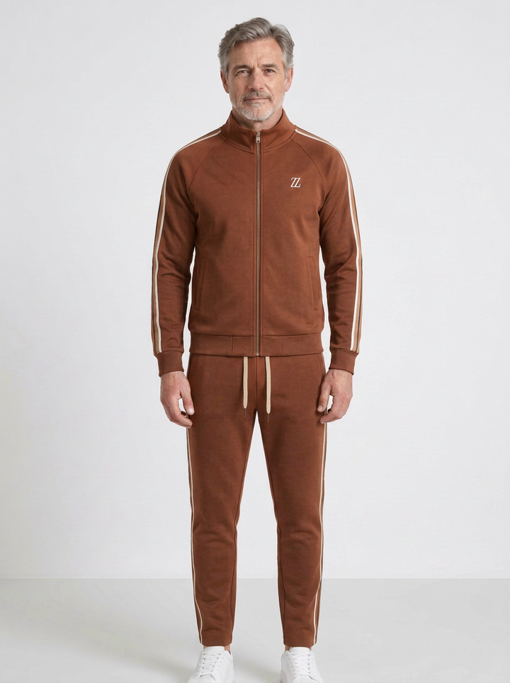 Striped Zip Jacket & Jogger Tracksuit For Men