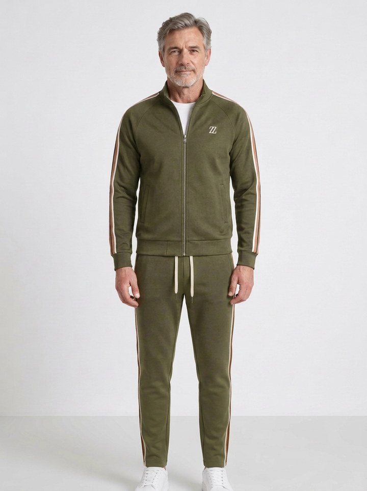 Striped Zip Jacket & Jogger Tracksuit For Men