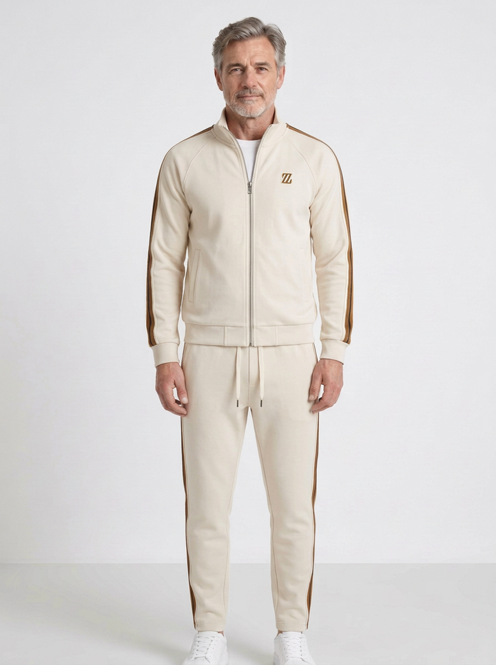Striped Zip Jacket & Jogger Tracksuit For Men