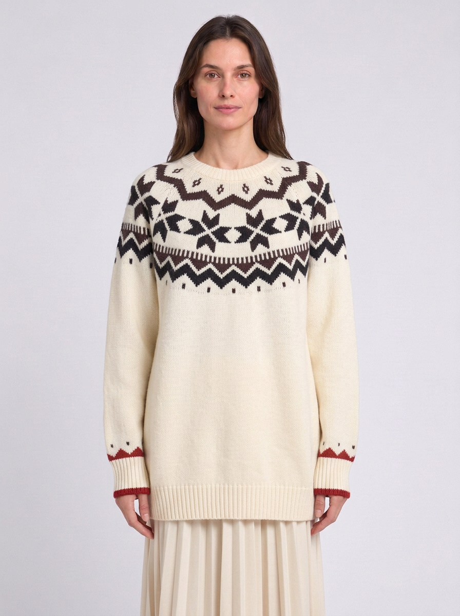 Vintage Fair Isle Crew-Neck Christmas Jumper For Women