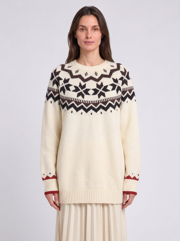 Vintage Fair Isle Crew-Neck Christmas Jumper For Women