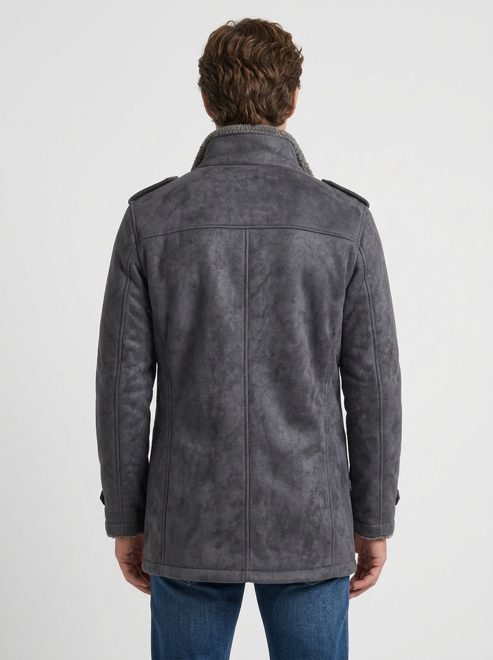 Sherpa-Lined Suede Effect Jacket for Men