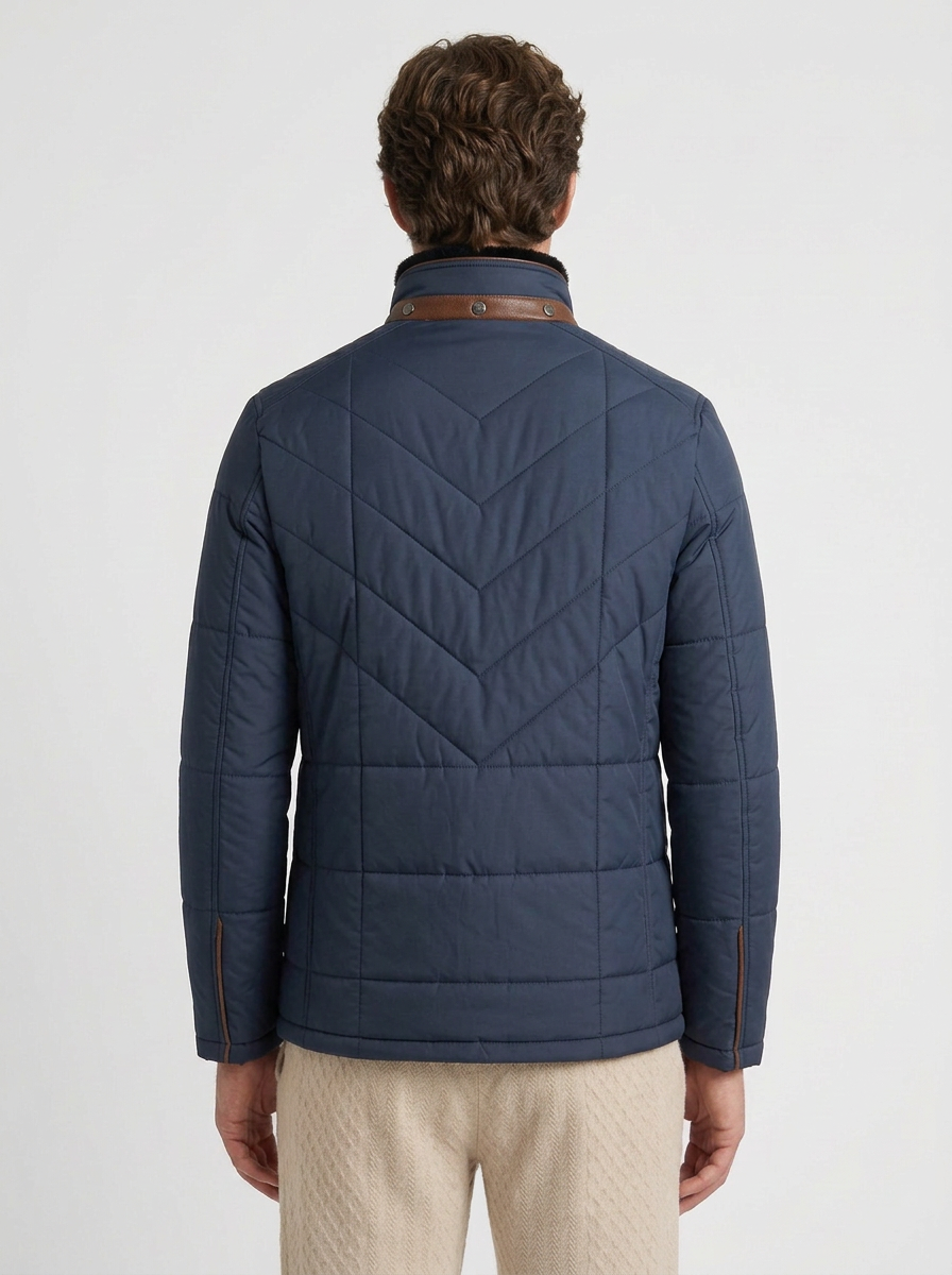 Quilted Jacket with Diagonal Seams for Men