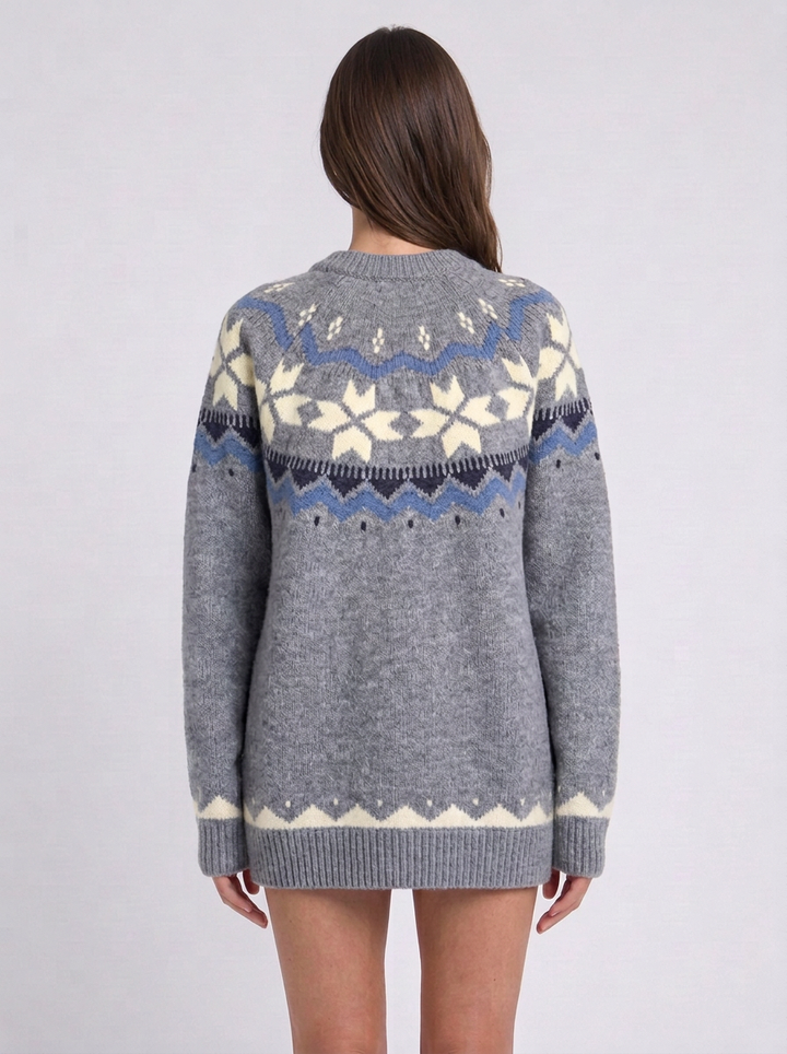 Vintage Fair Isle Crew-Neck Christmas Jumper For Women
