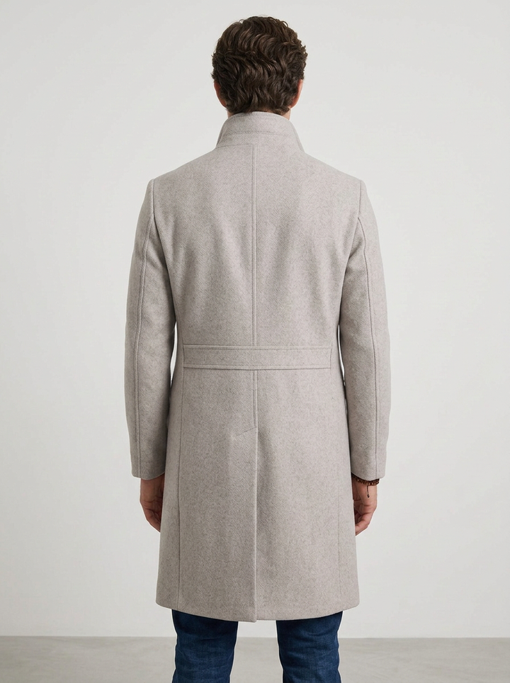 Tailored Winter Coat with Structured Collar for Men