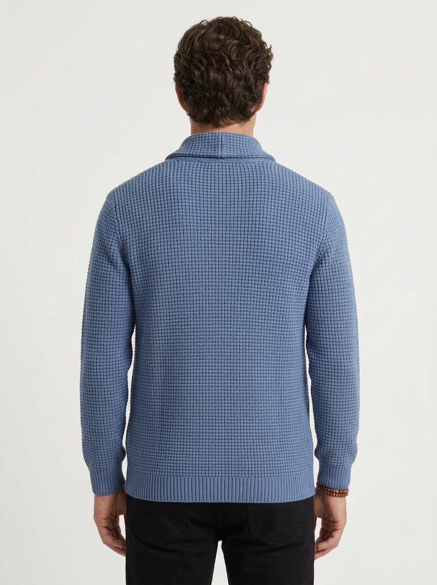 Textured Knit Shawl Collar Vest for Men