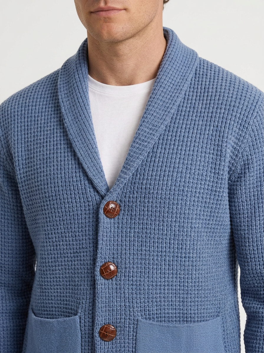Textured Knit Shawl Collar Vest for Men