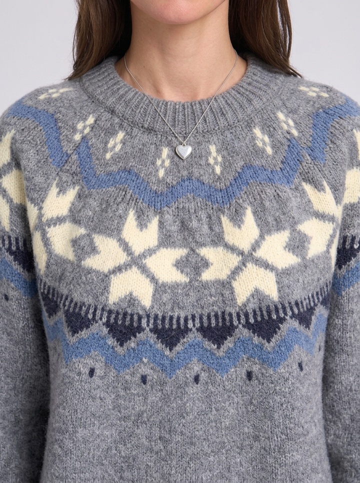 Vintage Fair Isle Crew-Neck Christmas Jumper For Women