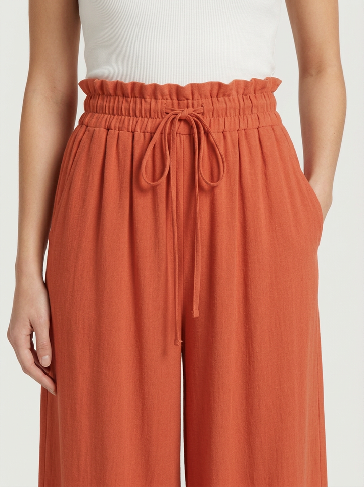 Wide Fluid Pants with Adjustable Waist for Women