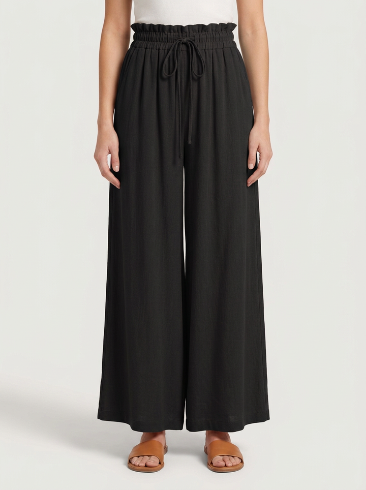 Wide Fluid Pants with Adjustable Waist for Women