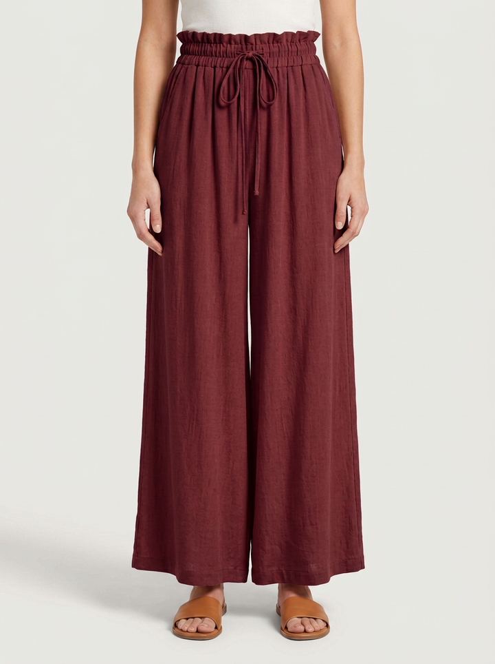 Wide Fluid Pants with Adjustable Waist for Women
