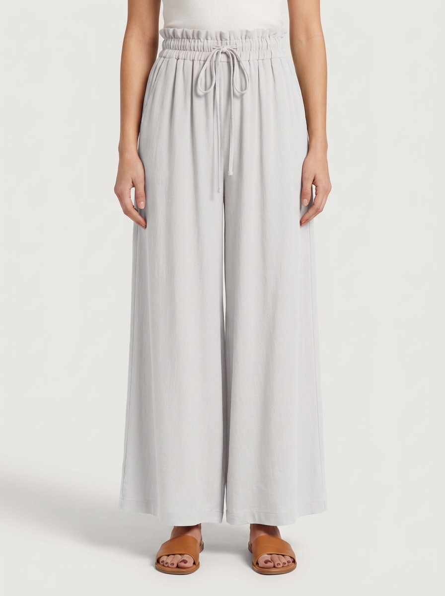 Wide Fluid Pants with Adjustable Waist for Women